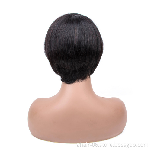 Hot selling Brazilian Remy pexie Short Lace Front Human Hair Wigs For black women for summer